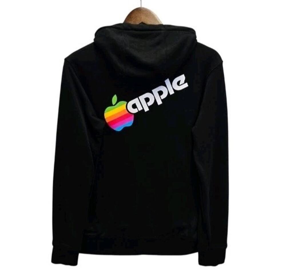 Official Apple Park Visitor Center Exclusive Hoodie Black Rainbow Womens M Retro